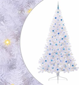 vidaXL Brad de Crăciun artificial cu 300 LED Alb 240 cm PVC și Oțel