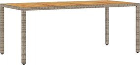 vidaXL Masă grădină, blat din lemn acacia gri 190x90x75 cm poliratan