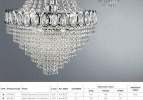 Lustra cristal design LUX Louis Philippe 6L 1611-6CC SRT