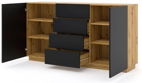 Comodă Aurora KOM2D4S (Stejar artisan + negru mat). 1124845