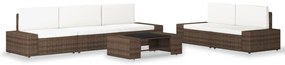 vidaXL Set mobilier de grădină, 6 piese, maro, poliratan