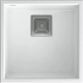 Chiuveta compozit sub blat Quadron Unique David 40 alb - inox 42x42 cm