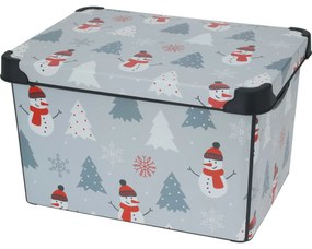 Cutie de depozitare cu capac Motiv de iarnă, 22 l,gri, 40x23x30cm