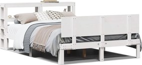 vidaXL Cadru de pat cu tăblie, alb, 120x190 cm, lemn masiv pin