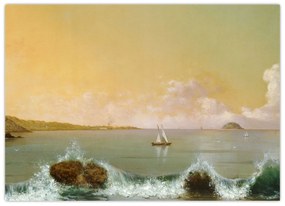 Tablou pe sticlă - Martin Johnson Heade, Rio de Janeiro Bay, reproducere (70x50 cm)