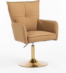 HR250N Scaun Piele Ecologică Premium Soft Culoare Caramel Bază Aurie