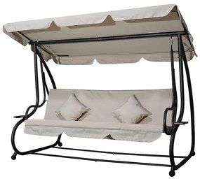 RESIGILAT- Balansoar de grădină, șezlong tip pat, copertina reglabila, suport pahare, cadru otel, 230x120x164 cm, Bej
