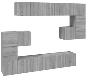 3120306 vidaXL Set dulapuri TV, 10 piese, gri sonoma, lemn compozit