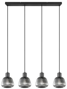 Lustră neagră cu abajur din sticlă ø 15 cm Tarifa – Trio