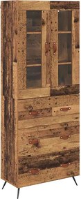 vidaXL Cabinet înalt cu raft cu sertar 2 pcs Lemn vechi Lemn compozit
