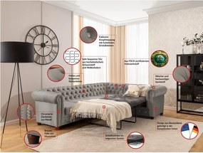 Colțar gri extensibil cu tapițerie din catifea (cu colț pe partea dreaptă/în formă de ”L”) York Blik – Ropez