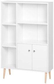 Biblioteca cu Picioare din Lemn din Pin Alb 80 x 23.5 x 118cm HOMCOM | Aosom Romania