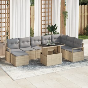 vidaXL Set de canapele pentru grădină 9 pcs bej și gri deschis