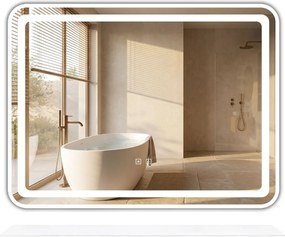Oglindă de perete LED cu raft 80x60 cm L-8060