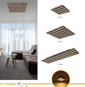 Plafoniera LED riflaj MDF cu efect de lemn HAYDEN 30x30cm