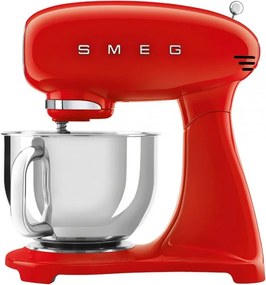Mixer planetar SMEG SMF03RDEU, 800 W, 4,8 l, 10 viteze, Functie de pornire treptata, Rosu