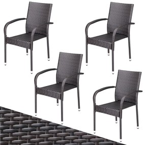 Deuba Scaune de ratan Comfort 4 buc - maro