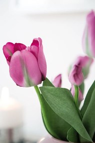 Floare artificiala lalea Tulip, Fibre artificiale, Mov, 34 cm