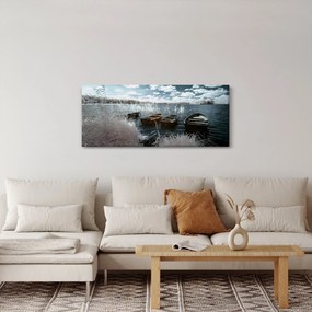 Tablou - Bărci de lemn pe lac (120x50 cm)