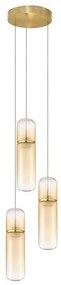 Lustra moderna cu 3 pendule LED, Metal, Auriu, Sticla, Amber, Norma