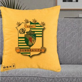 Perna Personalizata CSC Dumbravita Fotbal, 40x40 cm, Galben, Husa Detasabila, Perna Inclusa, BEKZ®