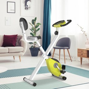 HOMCOM Cyclette Magnetică Pliabilă, Reglabilă pe Înălțime și Intensitate, Antrenament Cardio, Galbenă | Aosom Romania