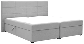Pat matrimonial Boxspring 180 cm Revenant (gri deschis) (cu somieră și saltea) (cu sp. depozitare). 1098563