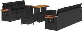 vidaXL Set de canapele pentru grădină cu pernă 13 pcs Negru poliratan