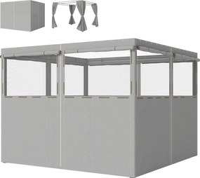 Outsunny 4 panouri laterale pentru pavilion 3x3 m panouri pentru cort cu 8 ferestre protecție UV 30+ impermeabil gri deschis | Aosom Romania