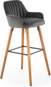Scaun bar H93, gri inchis/nuc, stofa/lemn, 47x49x98 cm