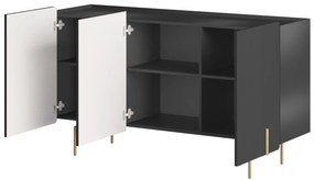 Comodă Malmi 150 cm - negru mat / picioare aurii