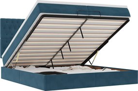 vidaXL Cadru de pat otoman saltele Albastru închis 200x200cm catifea