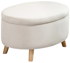 HOMCOM Taburet de depozitare oval intern, cutie, puf, material catifelat, 71 x 51,5 x 42 cm, bej | Aosom Romania