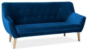 Canapea Nordic III Velvet, albastru / lemn natural