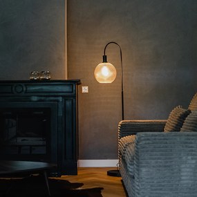 Lampa de podea de design neagră cu sticlă fumurie - Chico