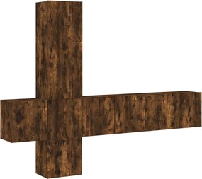 vidaXL Unități TV de perete, 5 piese, stejar fumuriu, lemn prelucrat