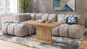 Mazzoni ASTON MINI Stejar Artisan - MĂSUȚĂ DE CAFEA MODERNĂ EXTENSIBILĂ REGLABILĂ PE ÎNĂLȚIME MASĂ TRANSFORMABILĂ