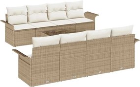 vidaXL Set de canapele pentru grădină 9 pcs Bej Rattan poli