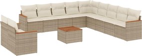 vidaXL Set canapele de grădină cu perne, 12 piese, bej, poliratan