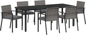 vidaXL Set de masă pentru grădină 6 pcs Gri Oțel vopsit electrostatic