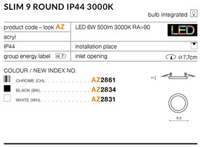 Spot LED pentru baie incastrat IP44 Slim 9 round 3000K negru