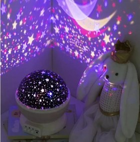 Atmosphera - Proiector LED pentru copii, alimentat de 3 baterii AA, roz