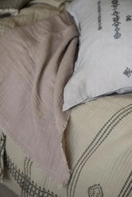 IB Laursen Husa de perna decorativa din in GREY 50x50 cm, gri cu broderie