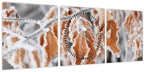 Tablou - Frunze înghețate (cu ceas) (90x30 cm)