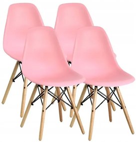Scaune de sufragerie 4buc roz, stil scandinav Classic