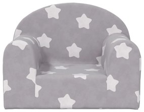 Canapea pentru copii, gri deschis cu stele, plus moale Gri deschis si alb, Scaun