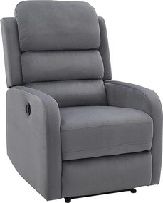 Fotoliu recliner PEGAZ M, gri/negru, stofa catifelata/metal, 64x88/160