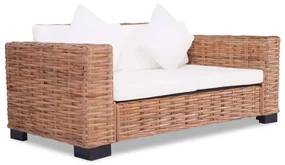 278623 vidaXL Set canapea cu perne, 2 piese, ratan natural