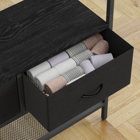 HOMCOM Suport pentru haine industrial cu 2 sertare textile, raft, 8 cârlige și cadru din oțel, 80 x 30 x 180,5 cm, negru | Aosom Romania