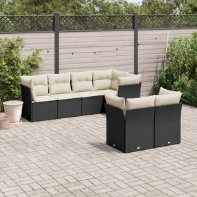 3249735 vidaXL Set canapele de grădină cu perne, 7 piese, negru, poliratan